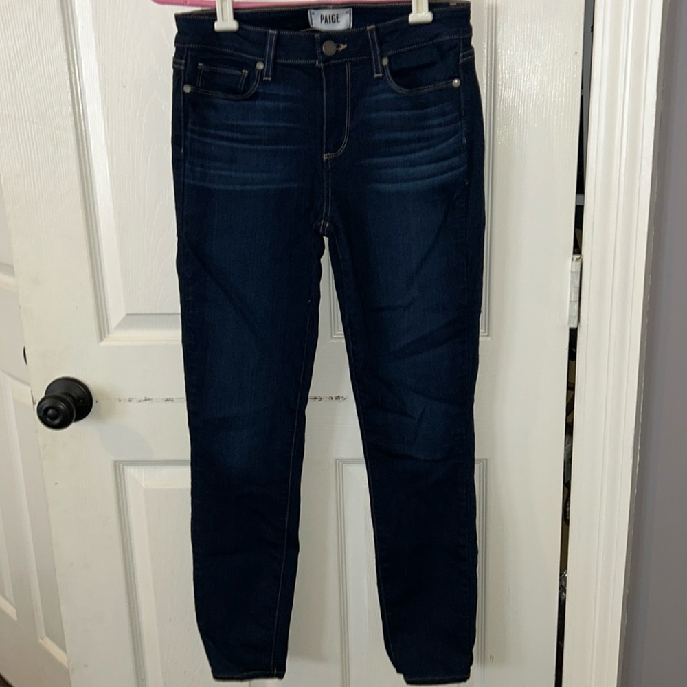Paige Verdugo Ankle Dark Wash Stretch Jeans d 28 X 28” inseam